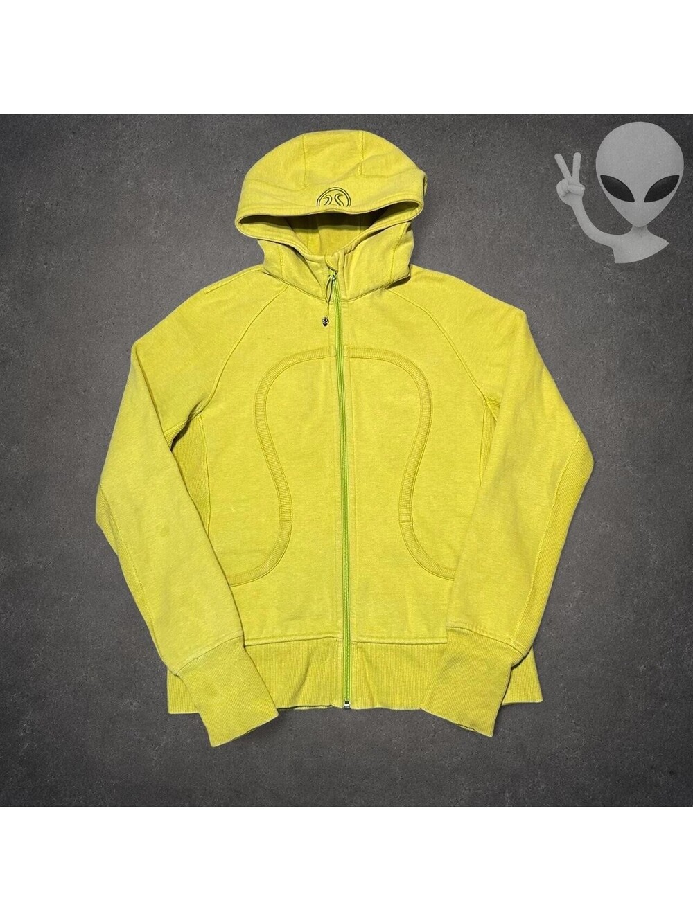 Lululemon Scuba Full Zip Hoodie Womens XL Yellow Green Shrek Sweatshirt Jacket